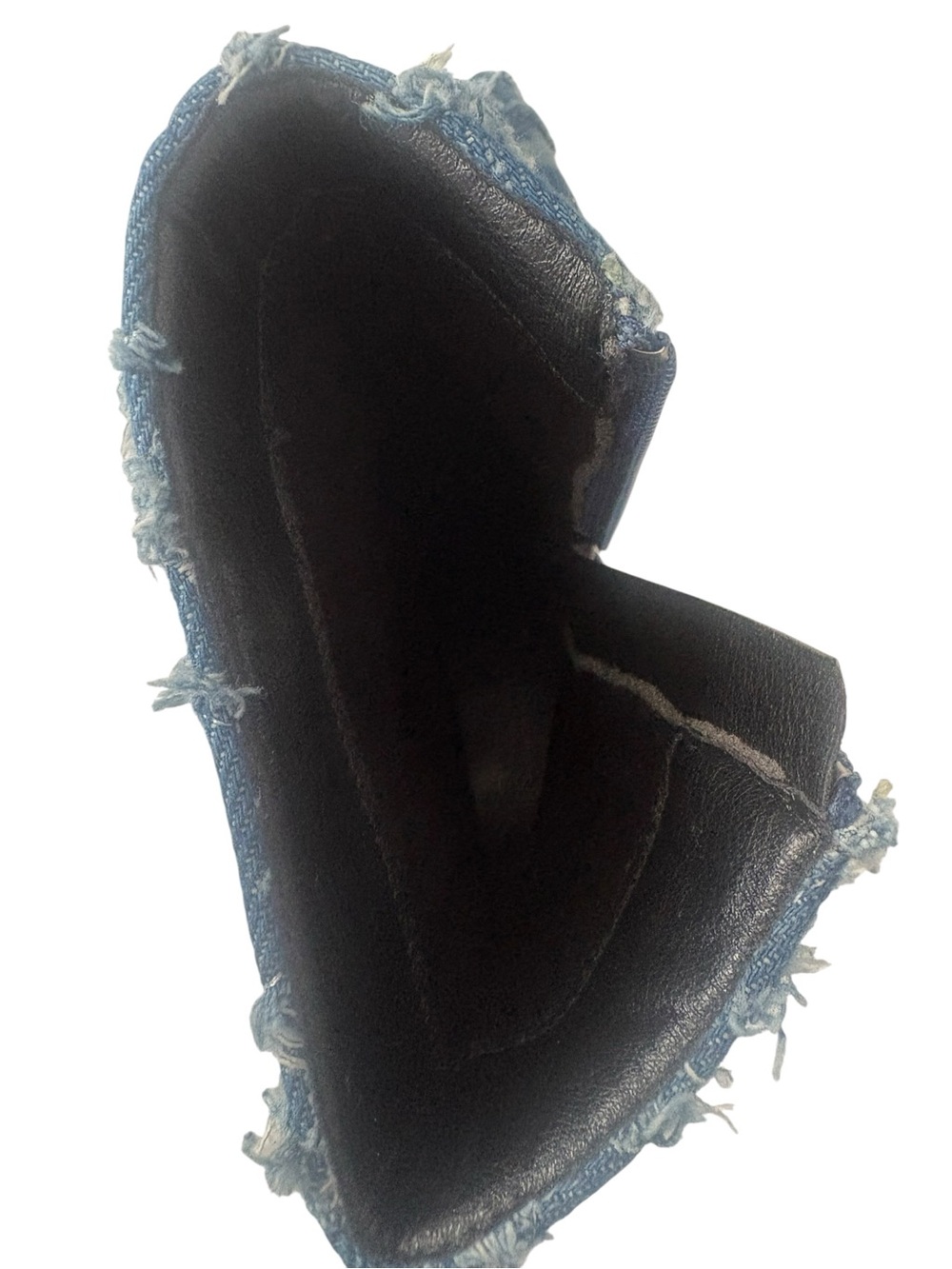 Denim Frayed Patchwork heeled boots size 9 - Picture 16 of 16